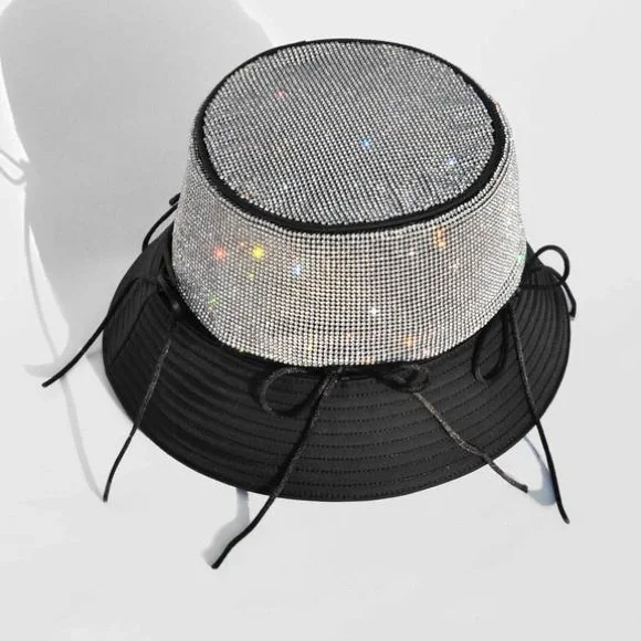 KARA Black Crystal Mesh Bow Bucket Hat Kara Crystal Mesh Bucket Hat: Prada Crystal Hat Dupe? - YouTube main image 2
